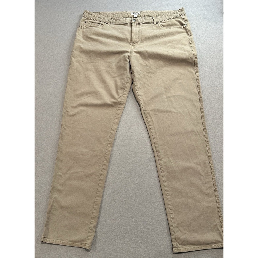 Peter Millar Mens Pants 42 Khaki Stretch Golf Casual Flat Front Classic Fit